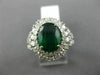 LARGE 4.77CT DIAMOND & EMERALD 14KT WHITE GOLD DOUBLE HALO OVAL ENGAGEMENT RING