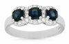 ESTATE 1.2CT DIAMOND & AAA SAPPHIRE 14K WHITE GOLD PAST PRESENT FUTURE HALO RING