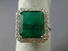 ESTATE LARGE 3.93CT DIAMOND & AAA EMERALD 18KT WHITE GOLD SQUARE ENGAGEMENT RING