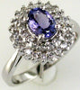 1.42CT DIAMOND & AAA TANZANITE 14K WHITE GOLD 3D OVAL & ROUND BALLERINA FUN RING