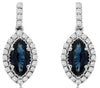1.2CT DIAMOND & AAA SAPPHIRE 14KT WHITE GOLD MARQUISE & ROUND HANGING EARRINGS
