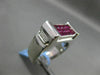 ESTATE 2.06CT DIAMOND & RUBY 18KT WHITE GOLD RECTANGULAR HANDCRAFTED MENS RING