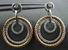 ESTATE LARGE 1.0CT DIAMOND 14K WHITE & ROSE GOLD 3D CIRCLE OF LIFE HOOP EARRINGS