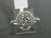 ESTATE WIDE .54CT DIAMOND 18KT WHITE GOLD 3D CLUSTER HALO ROUND ENGAGEMENT RING