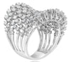 EXTRA LARGE 2.99CT DIAMOND 18KT WHITE GOLD 3D ROUND MULTI ROW ANNIVERSARY RING