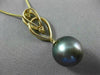 ESTATE LARGE .39CT DIAMOND 18KT YELLOW GOLD 3D TAHITIAN PEARL FLOATING PENDANT