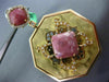 LARGE 1.1CT DIAMOND & PINK AGATE 18K ROSE & YELLOW GOLD OCTAGON HANGING EARRINGS