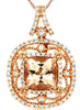 1.68CT DIAMOND & AAA MORGANITE 14KT ROSE GOLD 3D CUSHION & ROUND FLOWER PENDANT