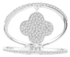 ESTATE WIDE .31CT DIAMOND 14K WHITE GOLD 3D 4 LEAF CLOVER FLOWER DOUBLE FUN RING