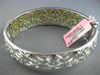 WIDE 10.90CT DIAMOND & COLOMBIAN EMERALD 18K 2 TONE GOLD CLUSTER BANGLE BRACELET