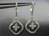 ESTATE 1.23CT DIAMOND 14K WHITE GOLD 3D FLOWER LEVERBACK HUGGIE HANGING EARRINGS