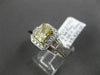 ESTATE 2.04CT GIA FANCY YELLOW DIAMOND 18K TWO TONE GOLD 3 STONE ENGAGEMENT RING