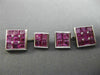 ESTATE LARGE 5.0CT AAA PINK RUBY 14KT WHITE GOLD SQUARE SHIRT STUD CUFFLINK SET