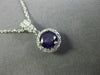 ESTATE 1.02CT DIAMOND & AAA AMETHYST 14KT WHITE GOLD 3D PAVE HALO ROUND PENDANT