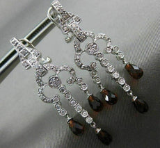 ESTATE 1.40CT DIAMOND & GARNET 14KT WHITE GOLD HANGING FILIGREE EARRINGS #20049
