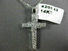 ANTIQUE .26CT ROUND DIAMOND 14KT WHITE GOLD CLASSIC FLORAL CROSS PENDANT #20833