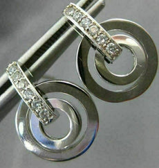 ESTATE .18CT  DIAMOND 14KT WHITE GOLD 3D ETOILE CIRCULAR HANGING EARRINGS #21309