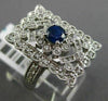 ESTATE LARGE .98CT DIAMOND & SAPPHIRE 14KT WHITE GOLD OPEN FILIGREE FLOWER RING