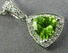 ESTATE .90CT DIAMOND & AAA PERIDOT 14K WHITE GOLD TRILLION HALO FLOATING PENDANT