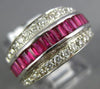 ESTATE WIDE 1.45CT DIAMOND & AAA RUBY 14KT WHITE GOLD ROUND & BAGUETTE RING #716