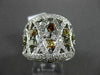ESTATE LARGE 1.86CT DIAMOND 18KT WHITE GOLD MULTI COLOR FLOATING COCKTAL RING
