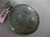 ESTATE .89CT DIAMOND & GREEN AVENTURINE 14K BLACK GOLD FILIGREE CIRCULAR PENDANT