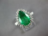 CERTIFIED LARGE 3.4CT DIAMOND & AAA EMERALD 14K WHITE GOLD ENGAGEMENT RING 27283