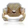 GIA 4.02CT WHITE PINK & FANCY YELLOW DIAMOND 18KT TRI COLOR GOLD ENGAGEMENT RING