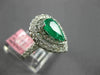 ESTATE LARGE 2.09CT DIAMOND & AAA EMERALD 18K WHITE GOLD 3D HALO ENGAGEMENT RING