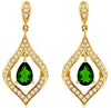 1.19CT DIAMOND & AAA RUSSALITE 14KT YELLOW GOLD PEAR SHAPE & ROUND LEAF EARRINGS
