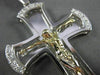 ESTATE EXTRA LARGE .45CT DIAMOND 14K WHITE & YELLOW GOLD 3D CROSS PENDANT #12476