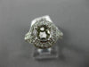 WIDE .80CT DIAMOND 14K WHITE GOLD DOUBLE HALO SEMI MOUNT ENGAGEMENT RING #1037