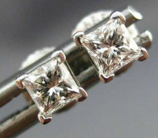 ESTATE .40CT DIAMOND 14KT WHITE GOLD 3D CLASSIC SOLITAIRE STUD EARRINGS #17279