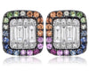 .79CT DIAMOND & AAA MULTI COLOR SAPPHIRE 14KT ROSE GOLD MULTI HEXAGON EARRINGS