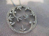 LARGE ANTIQUE DIAMOND 14KT WHITE GOLD FLOWER MEDAL PENDANT + CHAIN #18538
