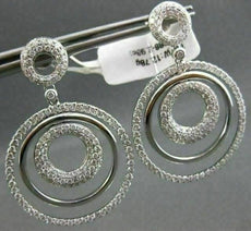 ESTATE LARGE 1.98CT DIAMOND 14KT WHITE GOLD CIRCLE OF LIFE HANGING EARRINGS