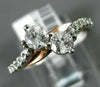 ESTATE .65CT DIAMOND 14KT WHITE & ROSE GOLD 3D TWO STONE SIDE BY SIDE LOVE RING