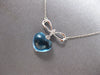 3.50CT DIAMOND & AAA BLUE TOPAZ 18KT WHITE GOLD 3D HEART SHAPE BOW LOVE NECKLACE
