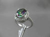 ESTATE LARGE 6.37CT DIAMOND & AAA MYSTIC TOPAZ 14KT WHITE GOLD 3D OVAL HALO RING