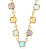 5.21CT DIAMOND & AAA MULTI GEM 14KT YELLOW GOLD 3D CUSHION & ROUND LOVE NECKLACE