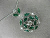 ESTATE LARGE 2.41CT DIAMOND & AAA EMERALD 18K WHITE GOLD CLASSIC FLOWER PENDANT