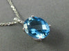 ESTATE 2.91CT DIAMOND & EXTRA FACET BLUE TOPAZ 14KT WHITE GOLD FLOATING PENDANT
