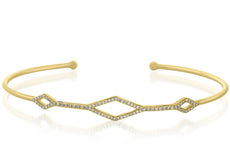 .18CT DIAMOND 14KT YELLOW GOLD CLASSIC OPEN GEOMETRICAL FLEXIBLE BANGLE BRACELET