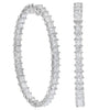 LARGE 7.33CT DIAMOND 14KT WHITE GOLD PRINCESS SHARED PRONG HOOP HANGING EARRINGS
