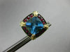 ESTATE LARGE 6.36CT BLUE TOPAZ & RUBY 14KT YELLOW GOLD FILIGREE CLIP ON EARRINGS
