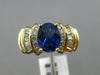 ESTATE 4.20CT DIAMOND & AAA SAPPHIRE 14KT YELLOW GOLD MULTI ROW ENGAGEMENT RING