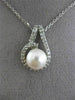 ESTATE .20CT DIAMOND & SOUTH SEA PEARL 14K WHITE GOLD HALO 3D FLOATING PENDANT