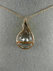 ESTATE .03CT DIAMOND 14K WHITE & ROSE GOLD 3D CLUSTER TEAR DROP FILIGREE PENDANT