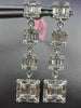 LARGE 2.38CT ROUND & BAGUETTE DIAMOND 18K WHITE GOLD 3D JOURNEY HANGING EARRINGS