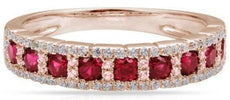 .96CT DIAMOND & AAA RUBY 14KT ROSE GOLD ROUND 3D SEMI ETERNITY ANNIVERSARY RING
